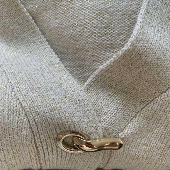 Charter club womens long sleeve Beige Gold sweater V-neck Size L Pullover - Picture 9 of 9